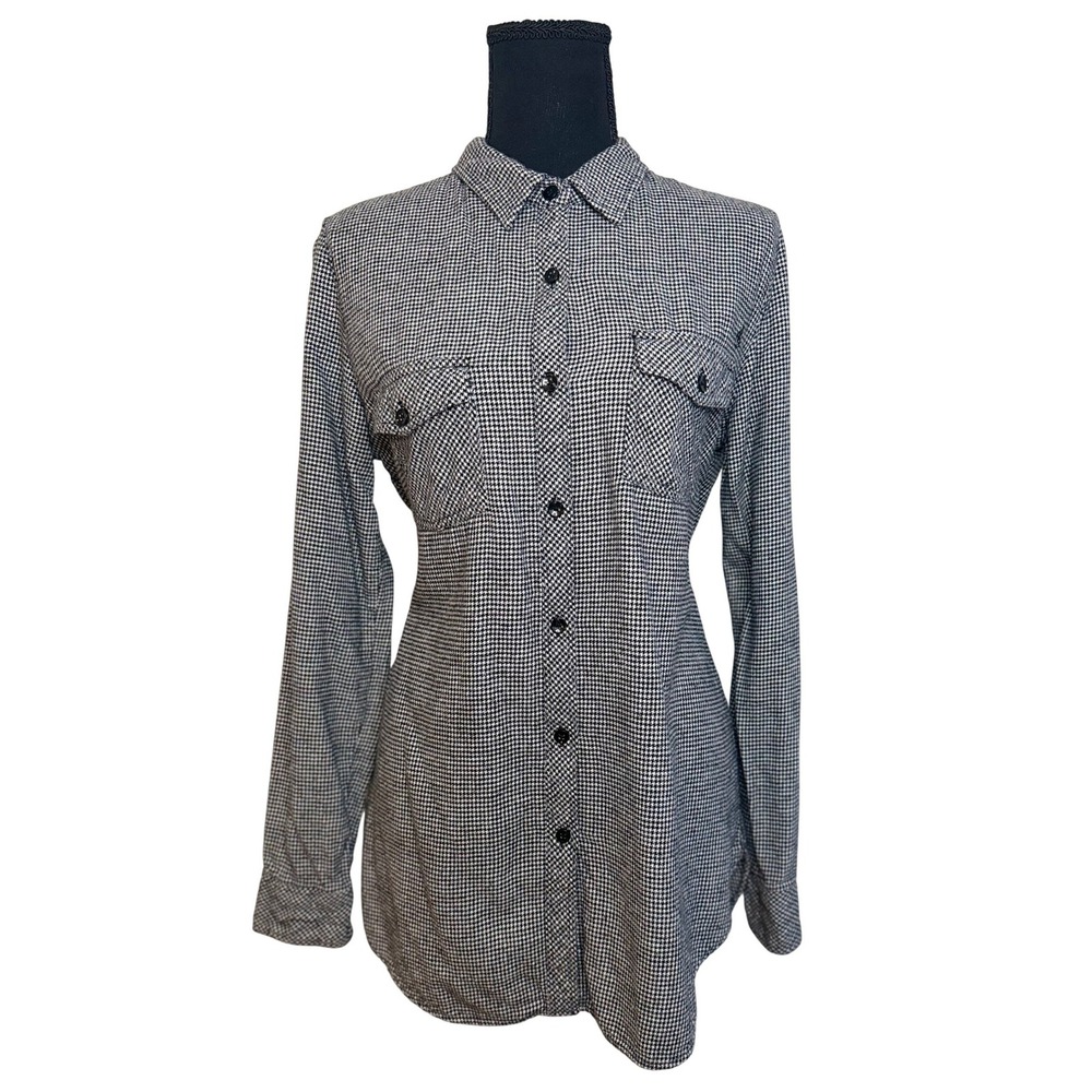 Volcom Houndstooth Button Down Long Sleeve 100% Cotton Flannel Shirt Size Medium